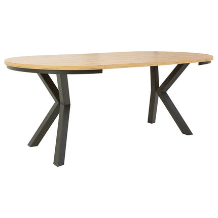 Masa extensibila ELAND, stejar artisan/negru, PAL laminat/metal, 100/200x100x76 cm