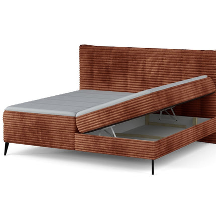 Pat boxspring MARTINA 160x200, personalizabil, cu saltea, topper si lada depozitare