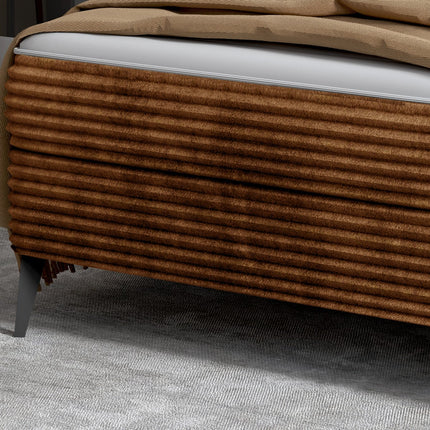 Pat boxspring MARTINA 140x200, personalizabil, cu saltea, topper si lada depozitare