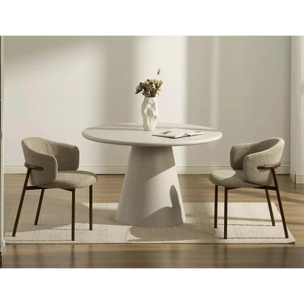 Masă AURORA, gri deschis, MDF/microciment, Ø120x76 cm