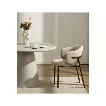 Masă AURORA, gri deschis, MDF/microciment, Ø120x76 cm