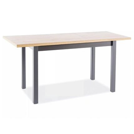 Masă extensibilă ADAM, stejar artizanal/negru mat, PAL laminat/MDF, 120–160x68x75 cm