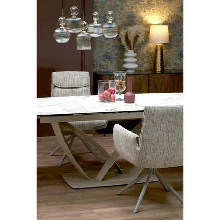 Masa extensibila BENJAMIN, bej/casmir, ceramica/sticla/metal, 160/240x90x77 cm
