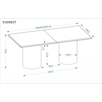 Masa extensibila EVEREST, stejar natural, PAL laminat/furnir, 200/300x100x78 cm