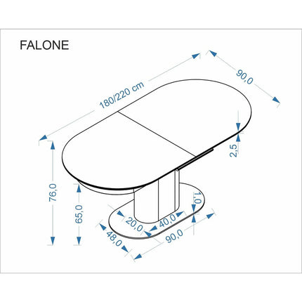 Masa extensibila FALONE, travertin/casmir, piatra sinterizata/metal, 180/220x90x76 cm