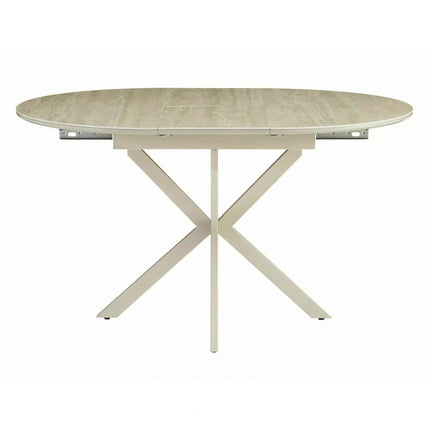 Masă extensibilă GASTON, bej/cașmir, ceramică/metal/MDF, 100–135x100x76 cm
