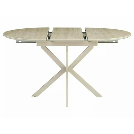 Masă extensibilă GASTON, bej/cașmir, ceramică/metal/MDF, 100–135x100x76 cm