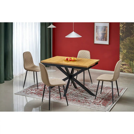 Masa extensibila HOLTER, stejar auriu/negru, 120/160x80x76 cm