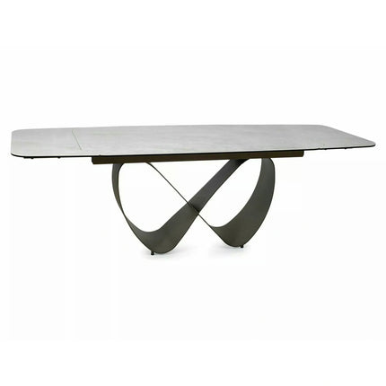 Masă extensibilă INFINITY, bej/cupru, sticlă securizată/ceramică/metal, 160–240x95x76 cm
