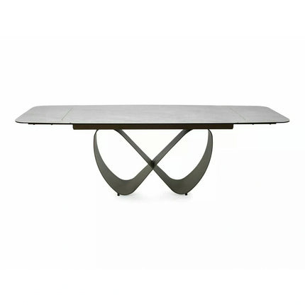 Masă extensibilă INFINITY, bej/cupru, sticlă securizată/ceramică/metal, 160–240x95x76 cm