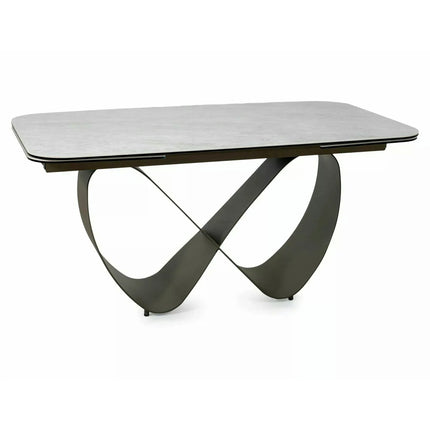 Masă extensibilă INFINITY, bej/cupru, sticlă securizată/ceramică/metal, 160–240x95x76 cm