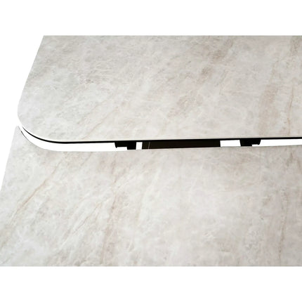 Masă extensibilă INFINITY, bej/cupru, sticlă securizată/ceramică/metal, 160–240x95x76 cm