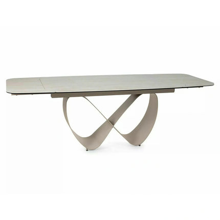 Masă extensibilă INFINITY, bej mat/cașmir, sticlă securizată/ceramică/metal, 160–240x95x76 cm