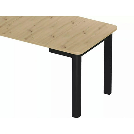 Masă extensibilă OSKAR, stejar artizanal/negru, PAL laminat/MDF, 120–200x80x76 cm