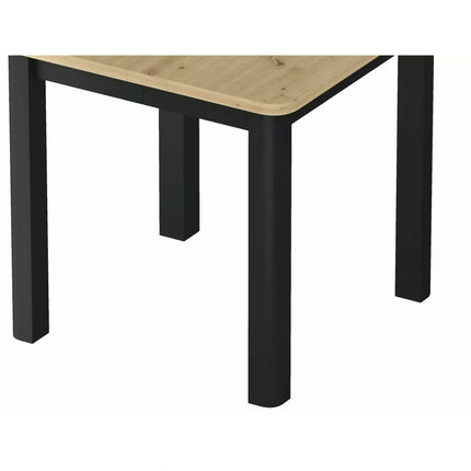 Masă extensibilă OSKAR, stejar artizanal/negru, PAL laminat/MDF, 80–200x80x76 cm