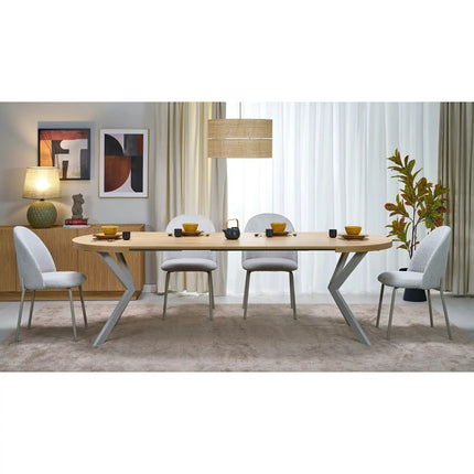 Masa extensibila PERONI, stejar/casmir, PAL laminat/otel, 100/250x100x75 cm