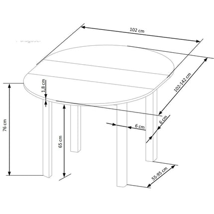 Masa extensibila RINGO, casmir, PAL, 102/142x102x76 cm