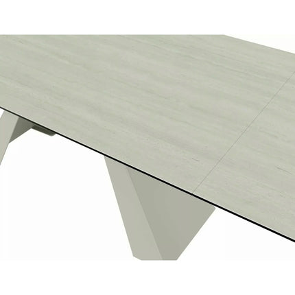 Masă extensibilă SALVADORE, bej mat/cașmir, sticlă securizată/ceramică/metal, 160–240x90x77 cm