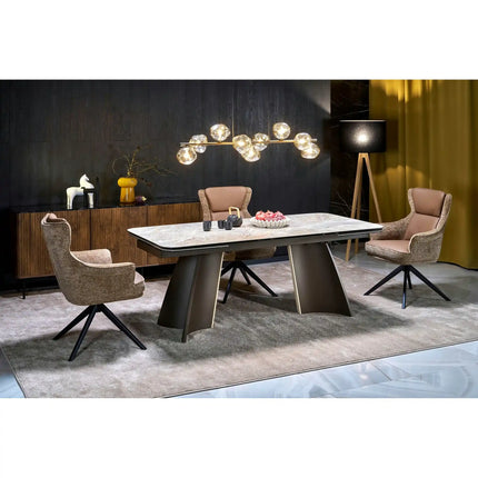 Masa extensibila VESNA, bej/maro, ceramica/sticla/metal/lemn, 180/260x90x76 cm