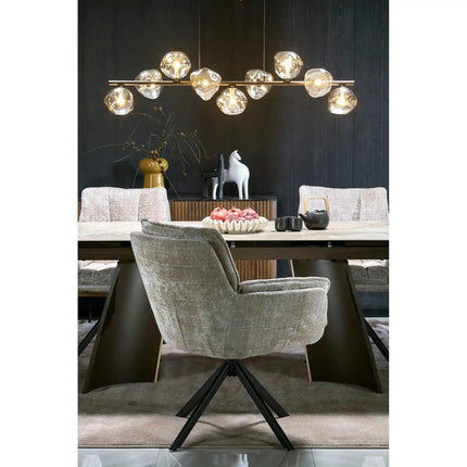 Masa extensibila VESNA, bej/maro, ceramica/sticla/metal/lemn, 180/260x90x76 cm