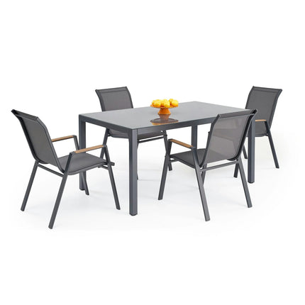 Masa gradina HOVER, gri/gri antracit, sticla/metal, 150x90x75 cm