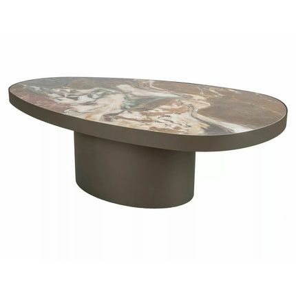 Măsuță cafea GUSTO A, maro lucios/cupru, ceramică/metal, 118x73x38 cm