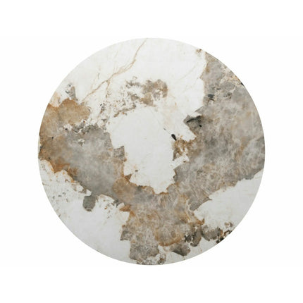 Măsuță cafea RONDO, alb lucios/stejar, ceramică/furnir/MDF, 80x80x35 cm