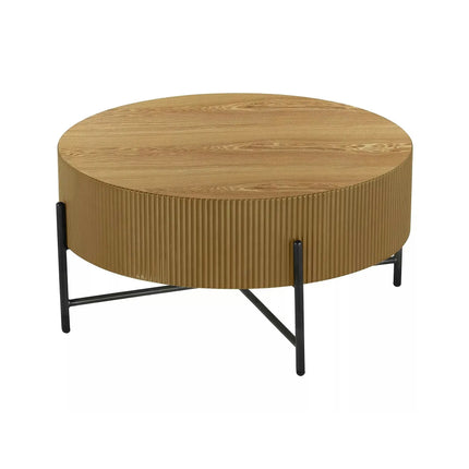 Măsuță cafea TUCA, stejar/negru mat, furnir/metal/MDF, 80x80x40 cm
