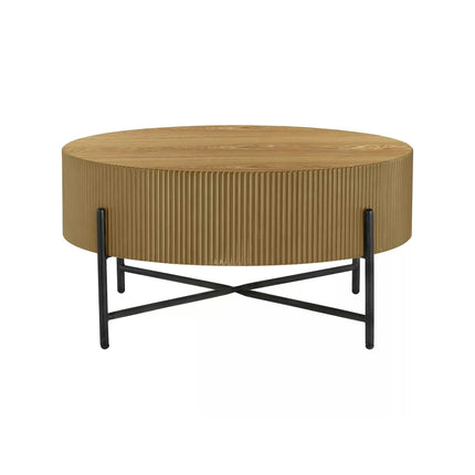 Măsuță cafea TUCA, stejar/negru mat, furnir/metal/MDF, 80x80x40 cm
