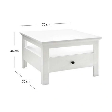 Masuta mica alba BRANDSON, alb, PAL laminat, 70x70x46 cm