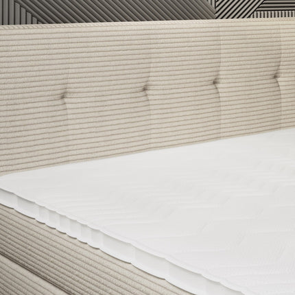 Pat boxspring MEDINO 140x200, personalizabil, cu saltele, topper si lada pentru depozitare