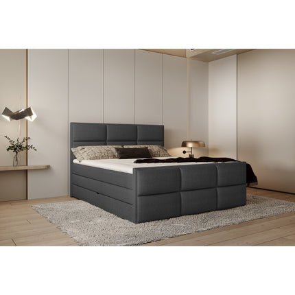 Pat MELVA 140 boxspring, personalizabil, cu spatiu depozitare, saltele si topper 5 cm