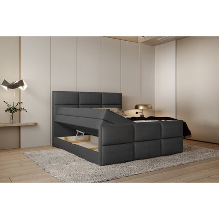 Pat MELVA 140 boxspring, personalizabil, cu spatiu depozitare, saltele si topper 5 cm