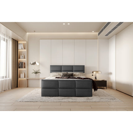 Pat MELVA 140 boxspring, personalizabil, cu spatiu depozitare, saltele si topper 5 cm