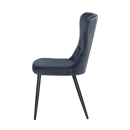 Scaun MIA, gri inchis/negru, stofa catifelata/metal, 51x62x95 cm