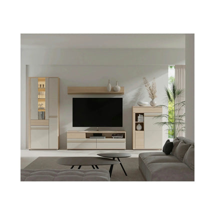 Mobila living led OSLO, stejar riva/casmir, PAL laminat, 4 piese
