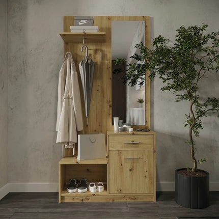 Mobilier hol PERGO, stejar artisan, PAL, 90x30x184 cm