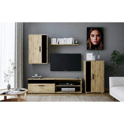Mobilier living BENSON, stejar artisan/negru, PAL