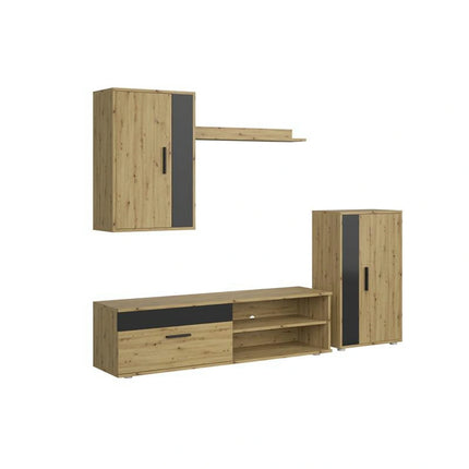 Mobilier living BENSON, stejar artisan/negru, PAL