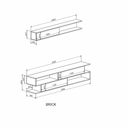 Mobilier living BRIK, stejar sonoma/casmir, PAL, 240x40x190 cm