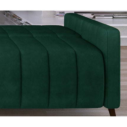 Canapea MOLLY, stofa catifelata maro - Monolith 15, 226x101x91 cm, lada depozitare, functie de dormit