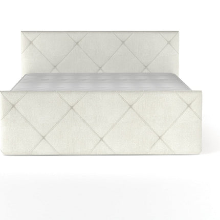 Pat boxspring MOSSA 140x200, personalizabil, cu saltele, topper si lada pentru depozitare