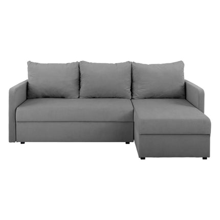 Coltar extensibil IMROS, universal, stofa catifelata gri - Pretty 17, cu lada depozitare, 218x143x93 cm