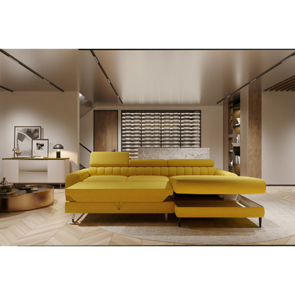 Coltar extensibil NAVAS MINI, personalizabil, lada depozitare, tetiere reglabile, 240x165x73/86 cm