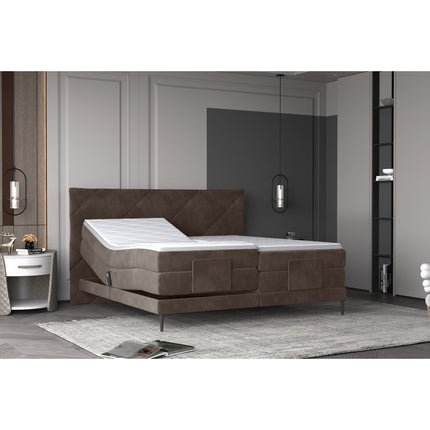 Pat boxspring NOEL 140, personalizabil, cu mecanism electric, saltele si topper 5 cm