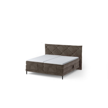 Pat boxspring NOEL 140, personalizabil, cu mecanism electric, saltele si topper 5 cm