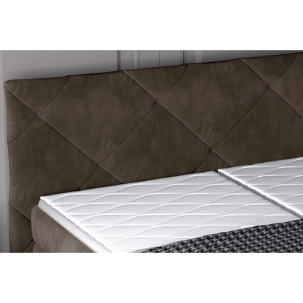 Pat boxspring NOEL 140, personalizabil, cu mecanism electric, saltele si topper 5 cm