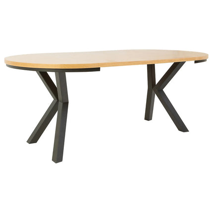 Masa extensibila ELAND, stejar/negru, PAL laminat/metal, 100/200x100x76 cm