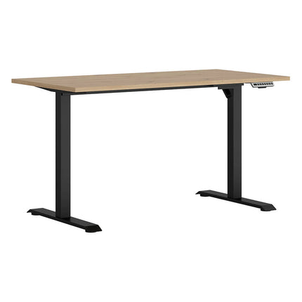 Masa birou SPACE OFFICE, stejar artisan/negru, PAL laminat/negru, cu inaltime reglabila, 140x68x72-120 cm