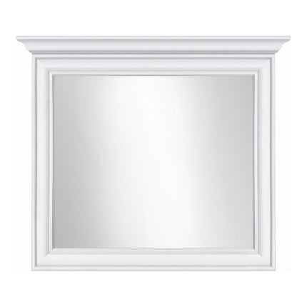 Set mobilier dormitor IDENTO, alb, cu pat 160x200, dulap cu 5 usi si 2 sertare, noptiere, comoda si oglinda